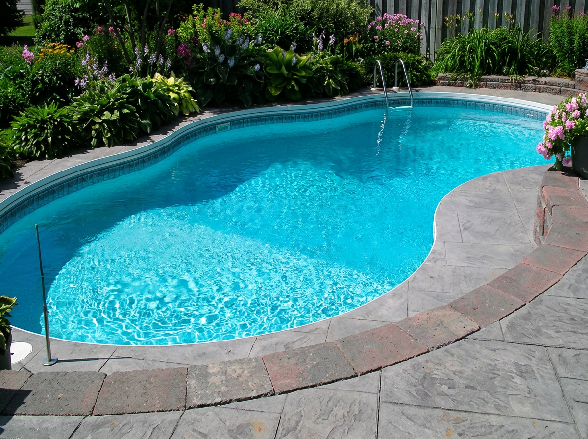 Completed pool renovation in a New Jersey suburban backyard